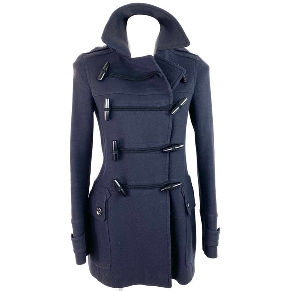 Burberry Brit Wool Toggle Coat, Navy | US 6 / UK 8 Excellent Condition - Picture 3 of 9